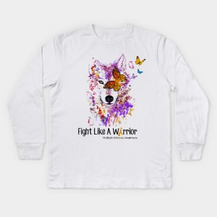 Fight Like A Warrior Multiple Sclerosis Awareness Kids Long Sleeve T-Shirt